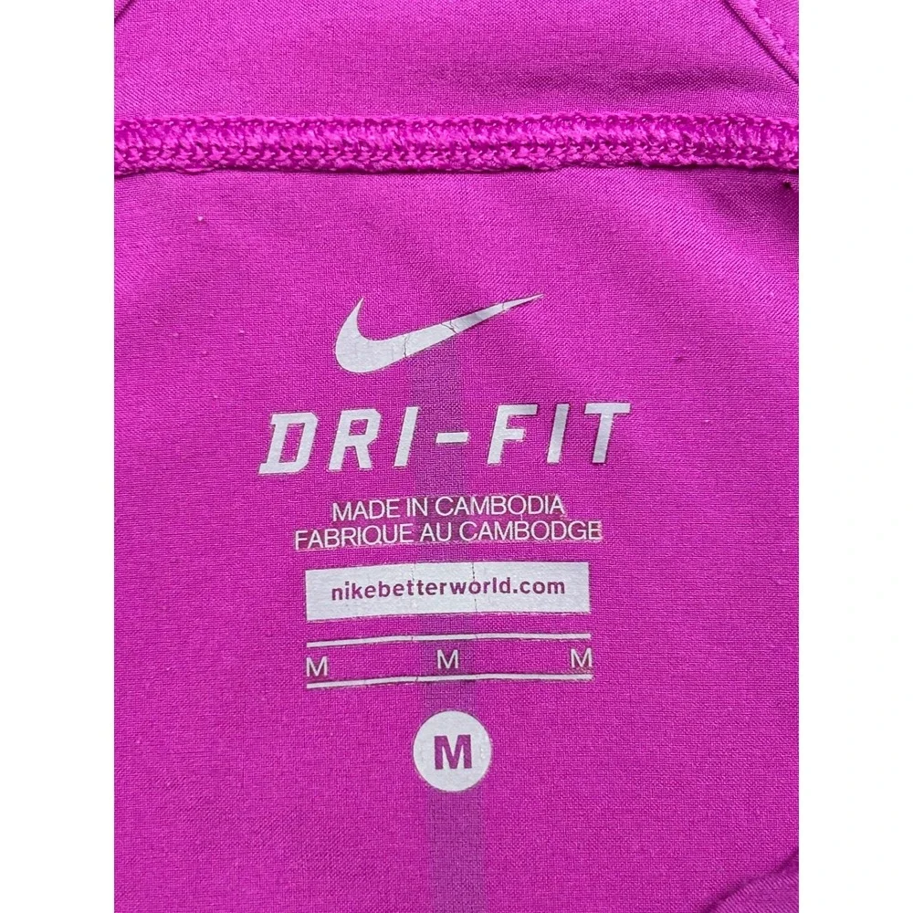 Nike Dri-FIT Magenta Purple Ruffle Hem Running Tank Top Zipper Pocket Mens M‎